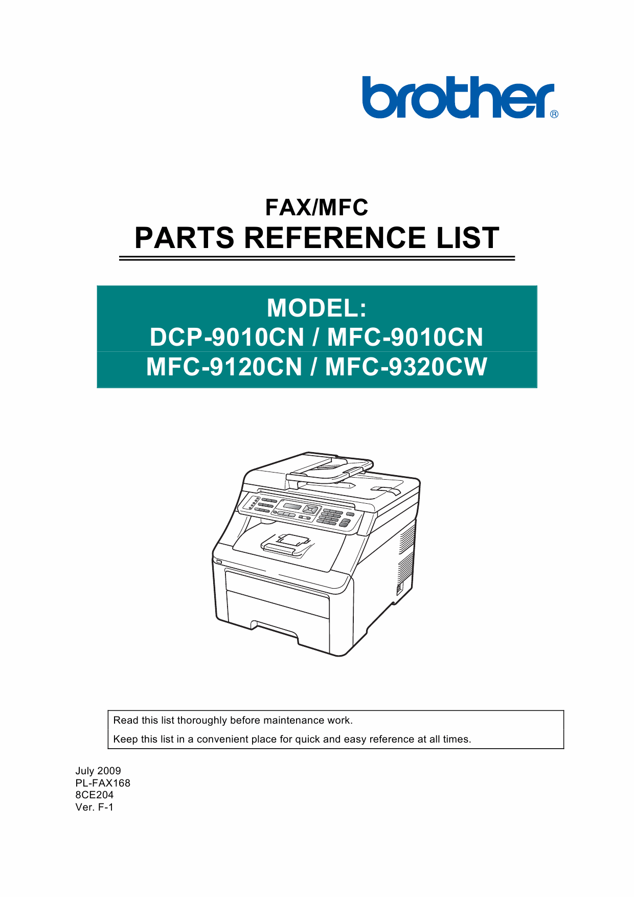 Brother MFC 9010 9120 9320 CN-CW DCP9010CN Parts Reference-1